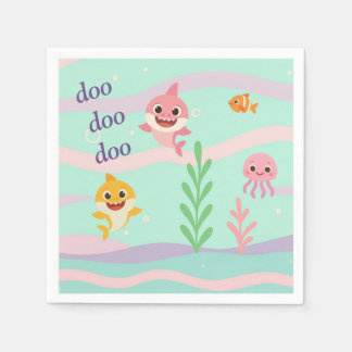 Baby Shark Feest Thema Servetten