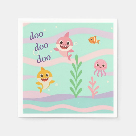 Baby Shark Feest Thema Servetten (Voorkant)
