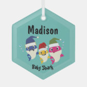Baby Shark Festive Kerstmis Geweldige Glas Ornament (Voorkant)