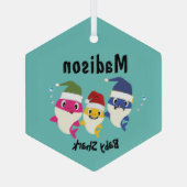 Baby Shark Festive Kerstmis Geweldige Glas Ornament (Achterkant)
