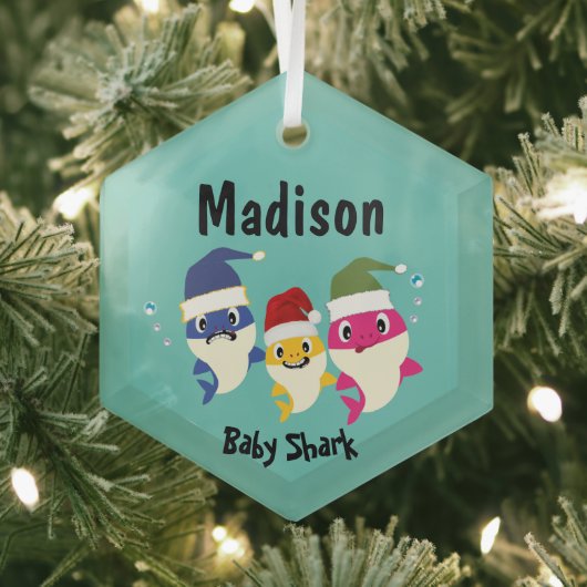Baby Shark Festive Kerstmis Geweldige Glas Ornament (Insitu)