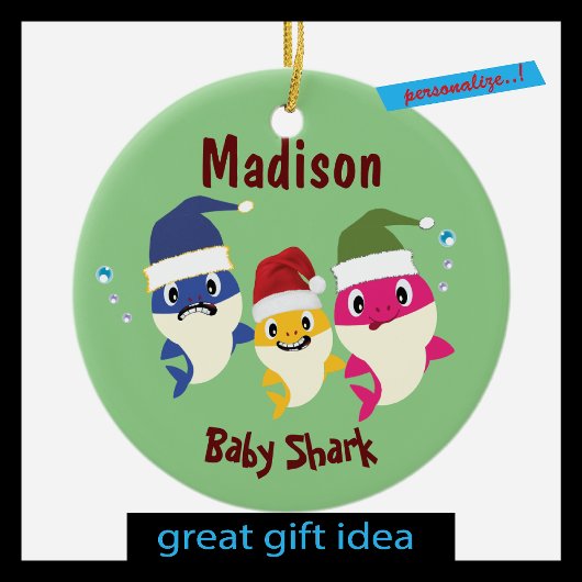 Baby Shark Festive Kerstmis Geweldige Keramisch Ornament