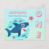 Baby Shark First Birthday schattig onder het zee b Uitnodiging Briefkaart (Voorkant)