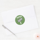 Baby Shark Green Pool Birthday Ronde Sticker (Envelop)