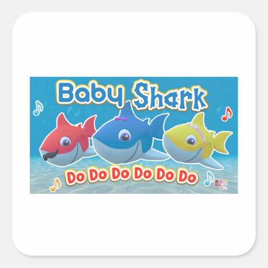 Baby Shark Kaart 2025 Vierkante Sticker (Voorkant)