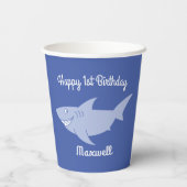 Baby Shark Kinder 1e Verjaardag Papieren Bekers (Achterkant)