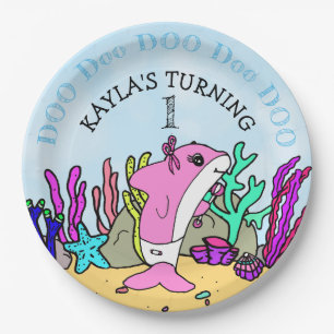 Baby Shark Meisje Verjaardagsfeestje Papieren Bordje
