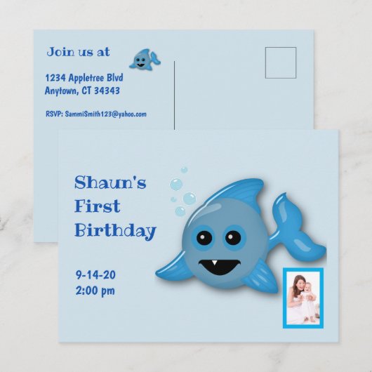 Baby Shark met foto Briefkaart (Voorkant / Achterkant)