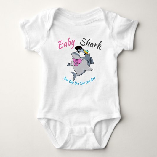 Baby Shark met roze fopspeen Doo Doo Doo Romper (Voorkant)