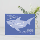Baby Shark Ocean Animals 1e Verjaardag Uitnodiging (Staand voorkant)