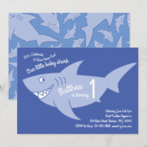 Baby Shark Ocean Animals 1e Verjaardag Uitnodiging