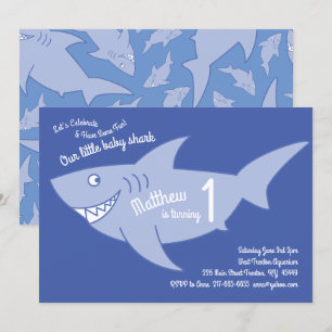 Baby Shark Ocean Animals 1e Verjaardag Uitnodiging