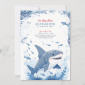 Baby Shark onder de Zee Birthday Invitation Kaart (Voorkant)