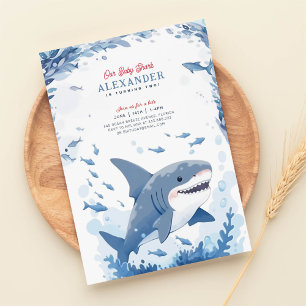 Baby Shark onder de Zee Birthday Invitation Kaart