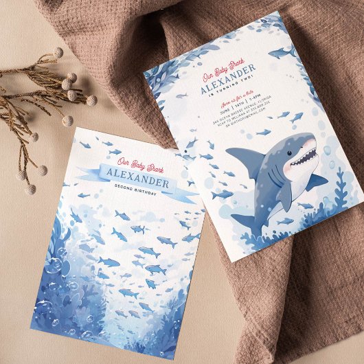 Baby Shark onder de Zee Birthday Invitation Kaart