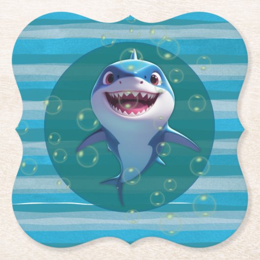 Baby Shark Paper Coasters Kartonnen Onderzetters (Voorkant)