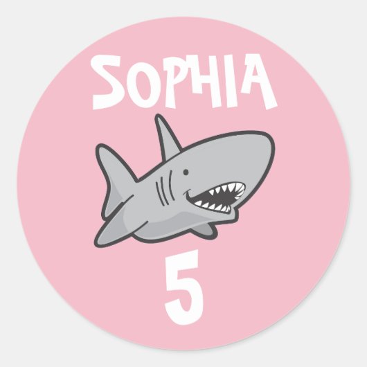 Baby Shark Pink Birthday Ronde Sticker (Voorkant)