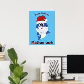 Baby Shark Santa Monogram Kerstmis Poster (Thuiskantoor)