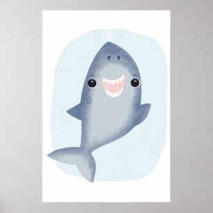 Baby Shark Towel voor kinderen Ocean Themed room Poster