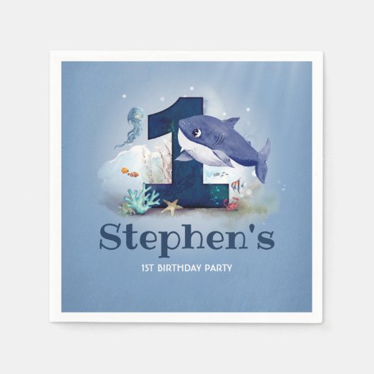 Baby Shark verjaardagsfeestje Servet (Voorkant)