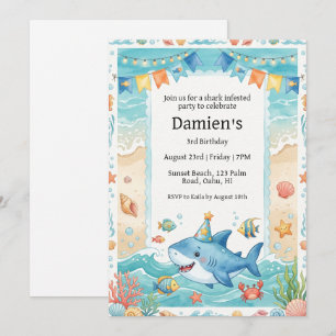 baby shark verjaardagsuitnodiging kaart
