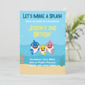 Baby Shark Verjaardagsuitnodiging Kaart (Staand voorkant)