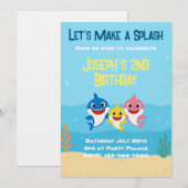 Baby Shark Verjaardagsuitnodiging Kaart (Voorkant / Achterkant)