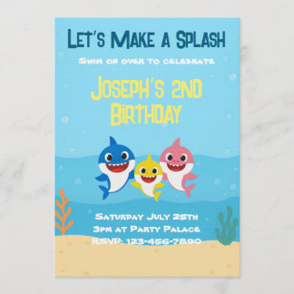 Baby Shark Verjaardagsuitnodiging Kaart