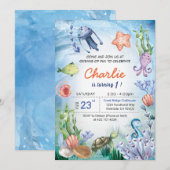 Baby shark verjaardaguitnodiging kaart (Voorkant / Achterkant)