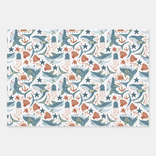 Baby Shark Wrapping Paper Flat Sheet Set van 3 (Voorkant 3)