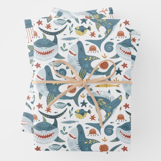 Baby Shark Wrapping Paper Flat Sheet Set van 3 (In situ)