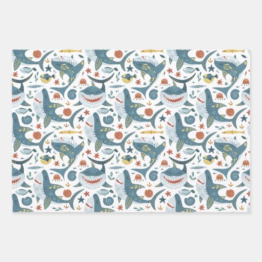 Baby Shark Wrapping Paper Flat Sheet Set van 3 (Voorkant)