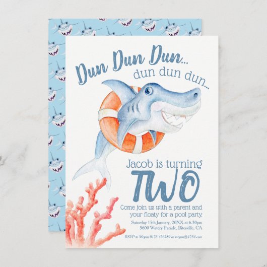 Baby shark zwemmer levensredaver 2e verjaardag kaart (Voorkant / Achterkant)