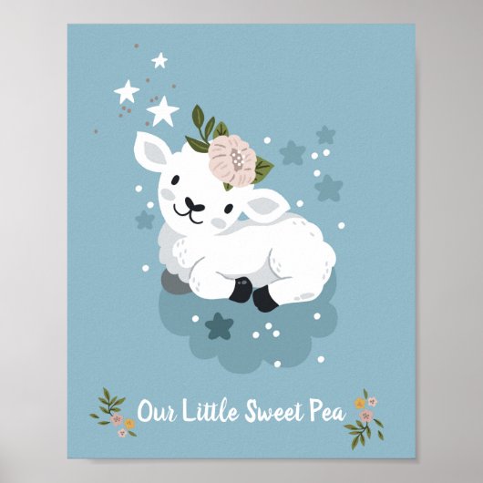 Baby Sheep Animal Name Poster | Schapenmuurkunst (Voorkant)