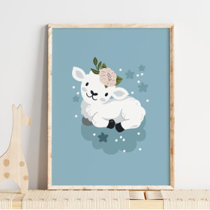 Baby Sheep Animal Name Poster   Schapenmuurkunst