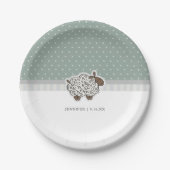 Baby Sheep Green Polka Dot Baby shower Papieren Bordje (Voorkant)