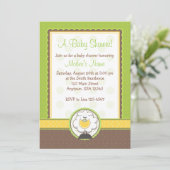 Baby Sheep Green Yellow Brown Baby shower nodigt u Kaart (Staand voorkant)