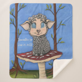 Baby Sheep on Toadstool Sherpa Deken