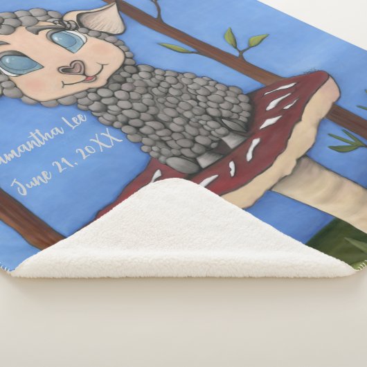 Baby Sheep on Toadstool Sherpa Deken (3/4)