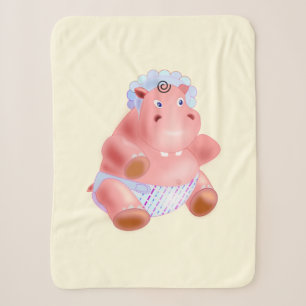 Baby Sherpa-deken met gelukkige baby nijlpaard Sherpa Deken