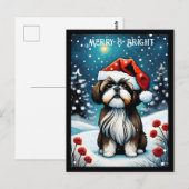 Baby Shih Tzu Snowy Meadow Santa Dog Christmas Briefkaart (Voorkant / Achterkant)