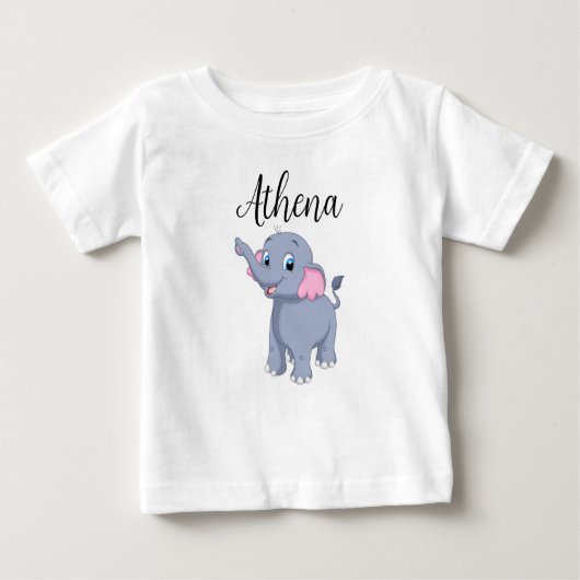 Baby Shirt met naam en olifant (Voorkant)