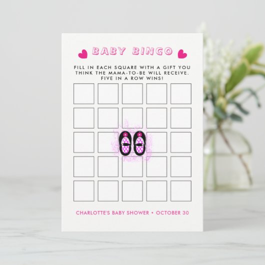  Baby Shoes Baby shower Bingo spel Kaart (Staand voorkant)