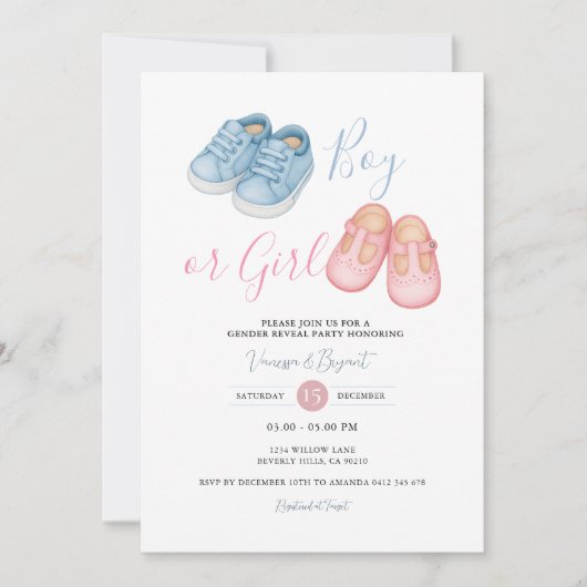 Baby Shoes GENDER REVEAL Uitnodiging (Voorkant)