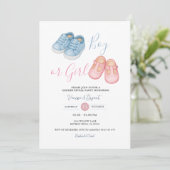 Baby Shoes GENDER REVEAL Uitnodiging (Staand voorkant)