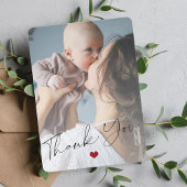 Baby shower 2 foto's eenvoudig script modern bedankkaart