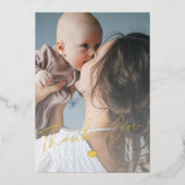 Baby shower 2 foto's Gold folie Script Modern Folie Uitnodiging (Voorkant)