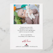 Baby shower 2 foto's Gold folie Script Modern Folie Uitnodiging (Achterkant)