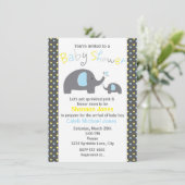 Baby shower 2 Olifanten Blue Polka Dot Invitation Kaart (Staand voorkant)