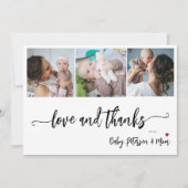 Baby shower 3 foto collage elegante script  bedankkaart (Voorkant)
